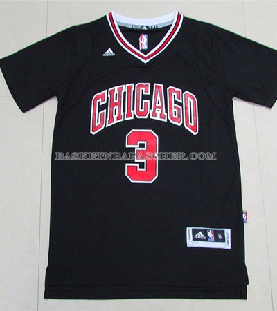 Maillot Manche Courte Chicago Bulls Wade Noir